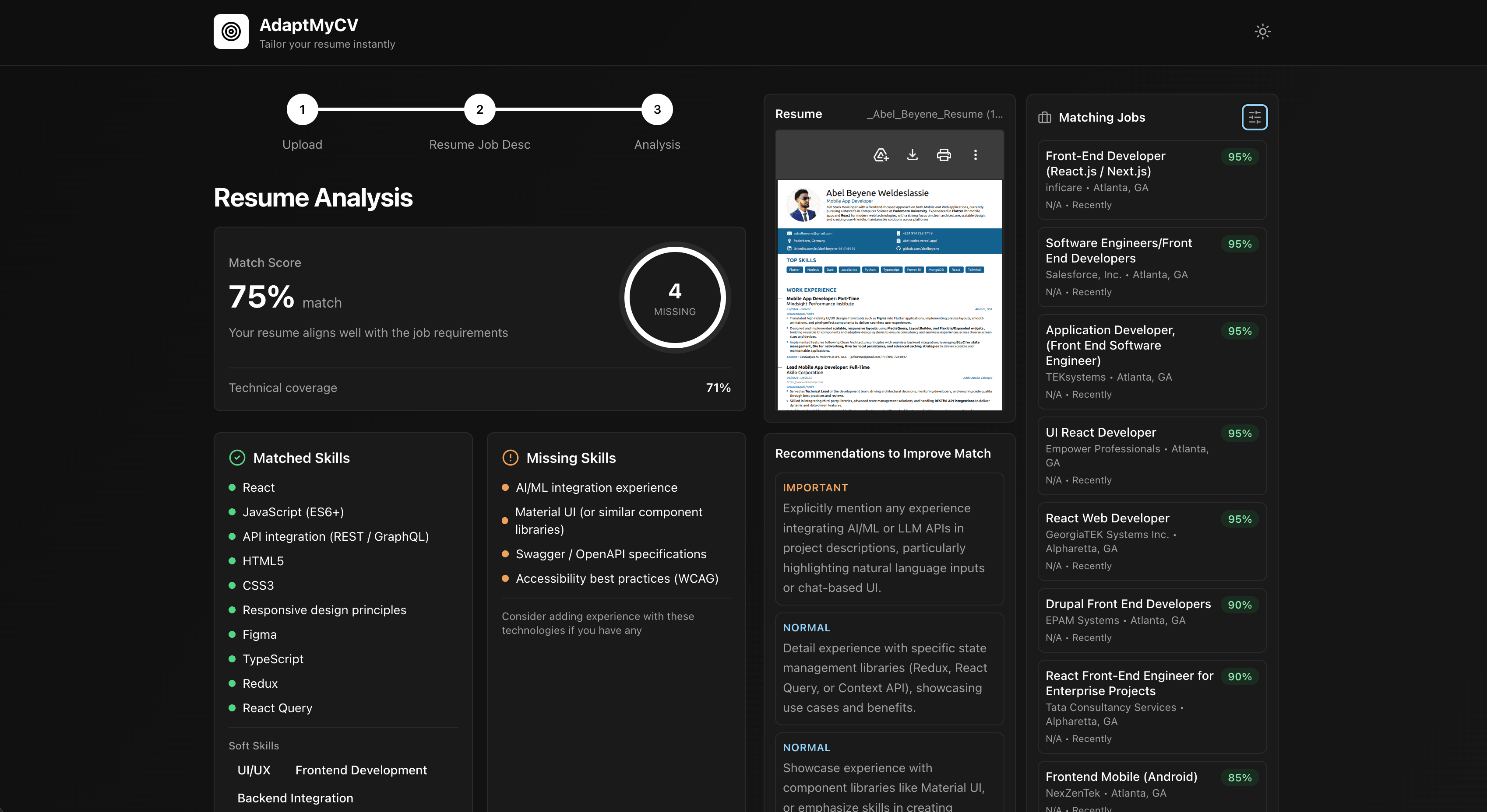 Adapt My CV screenshot 1
